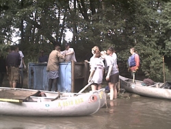 We removed a lot of trash (plastic bottles, paper, Styrofoam), which I imagine was a product of city storm sewers. Also picked up the usual tires, an appliance, etc.
