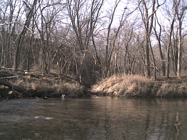 Creek near Inis Grove Park. Another outlet downstream, with much greater erosion, was not visible from the river.